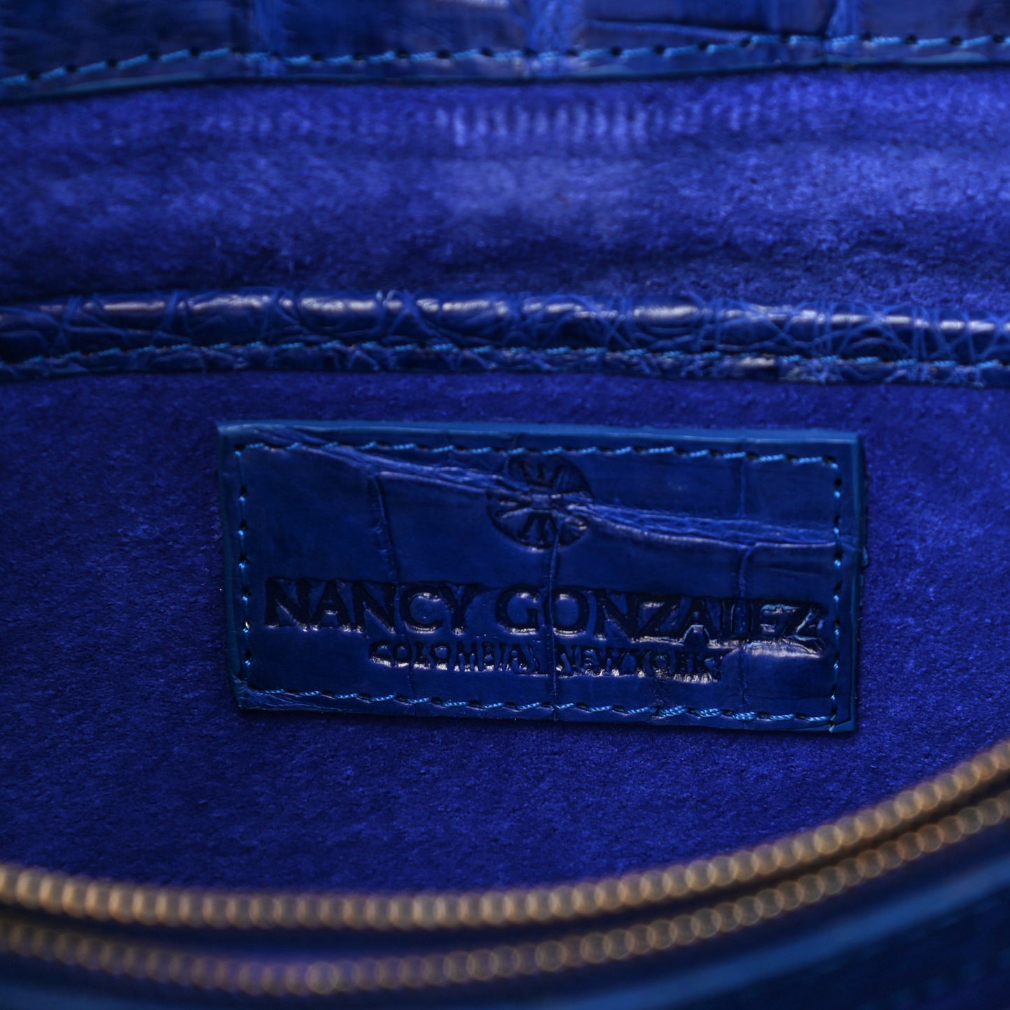 Crocodile Foldover Clutch Cobalt