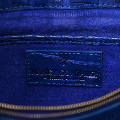 Nancy Gonzalez Crocodile Foldover Clutch Cobalt 7 of 10