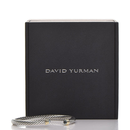 David Yurman Sterling Silver 14K Yellow Gold Blue Topaz 5mm Cable Classics Petite Color Bracelet 4 of 4