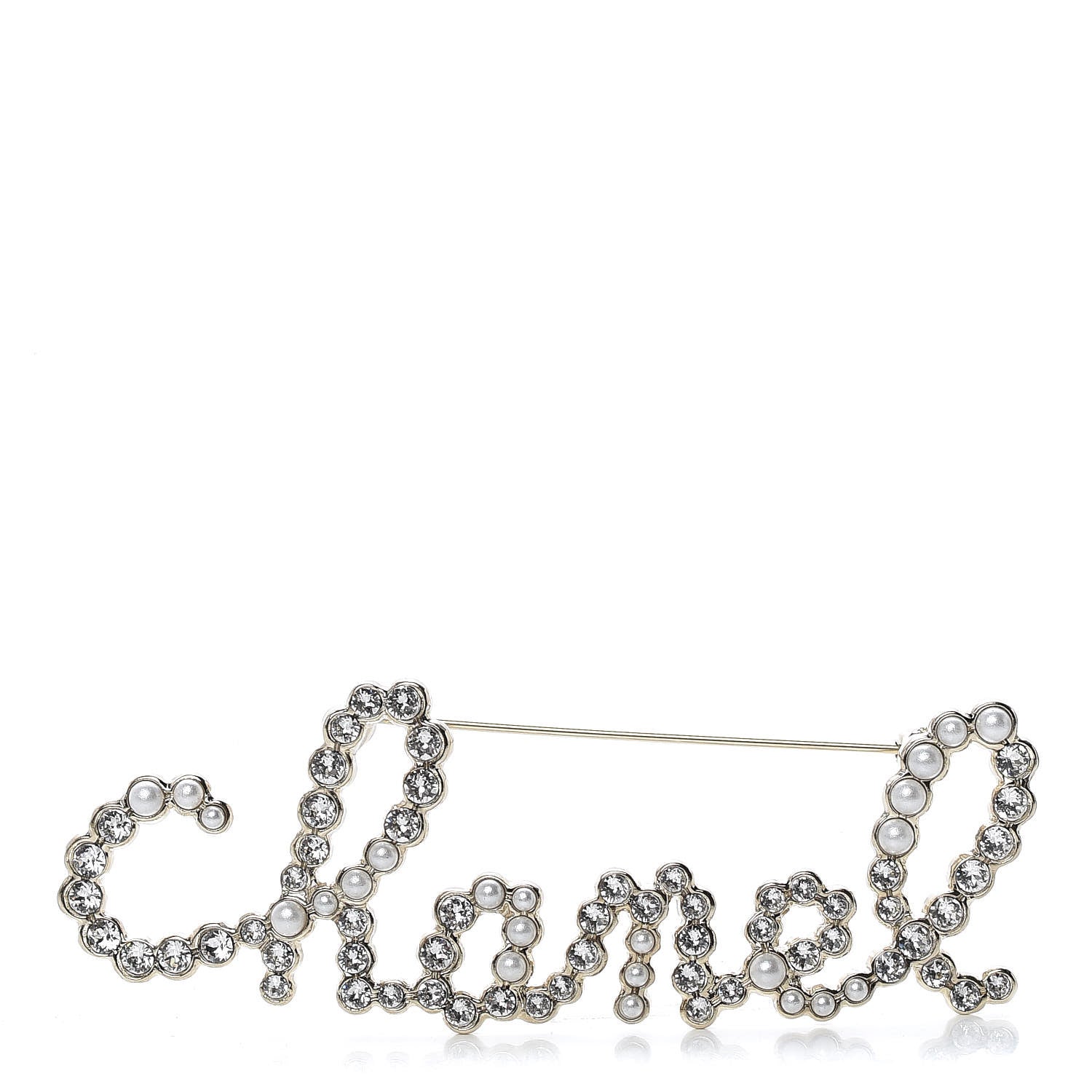 Chanel Metal Glass Swirling Pearls Brooch Pin Gold 1 of 5
