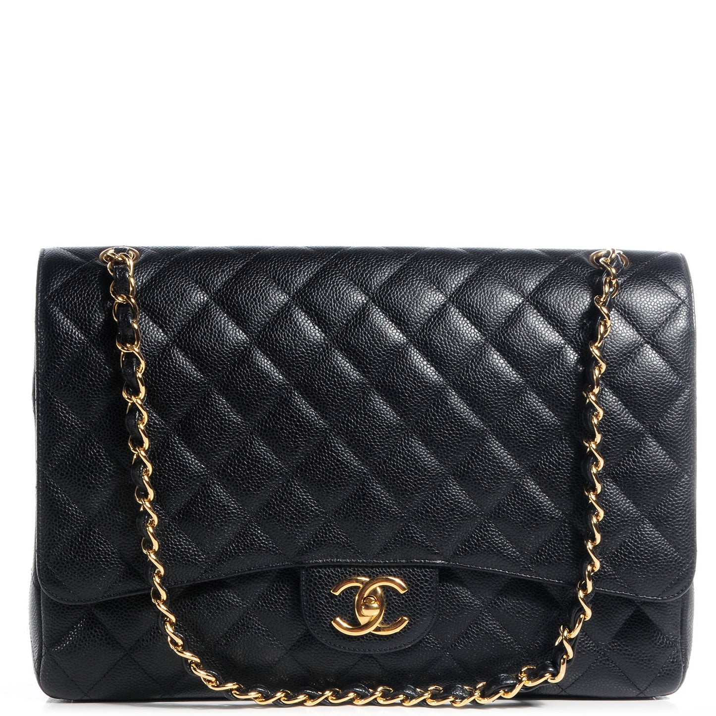 Caviar Quilted Maxi Double Flap Black