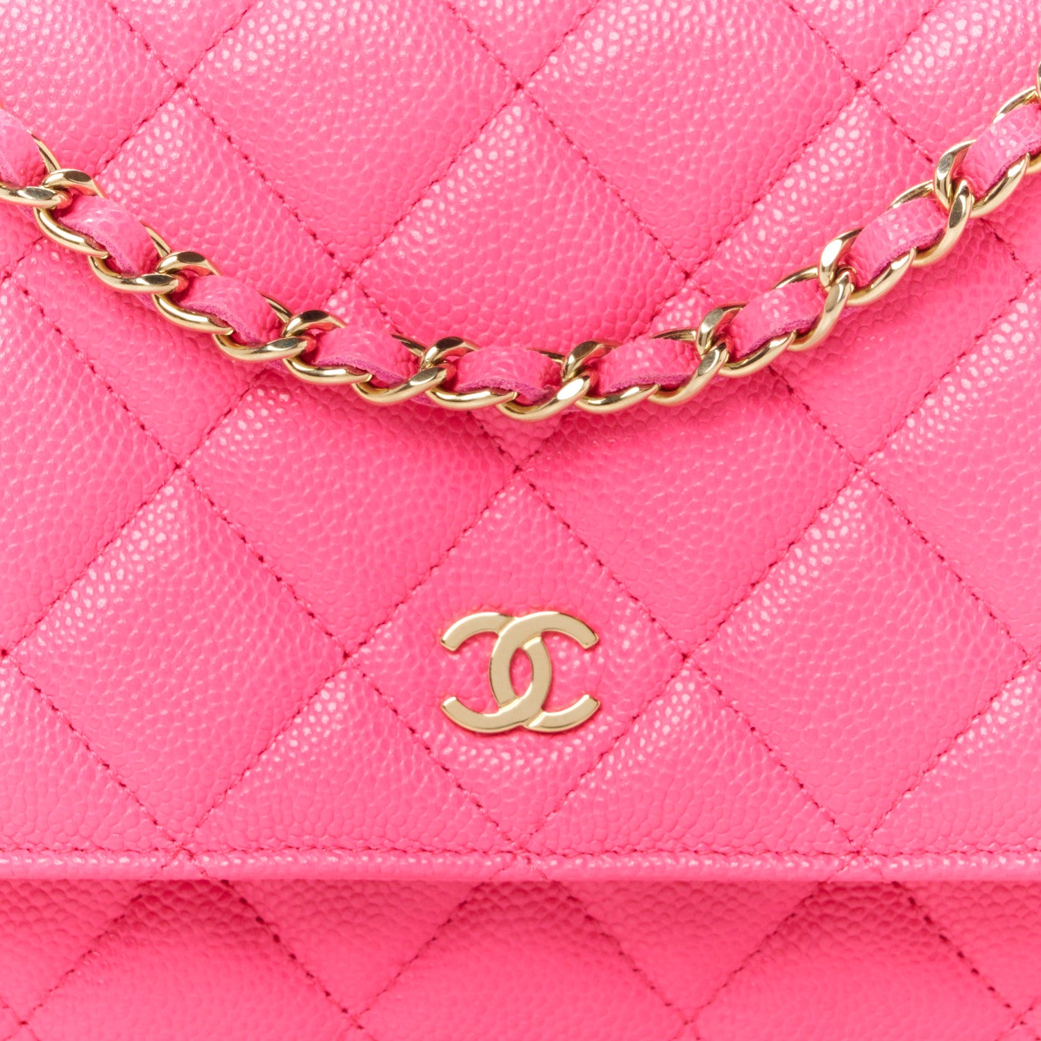 Chanel Caviar Quilted Wallet on Chain WOC Fuchsia 9 of 12
