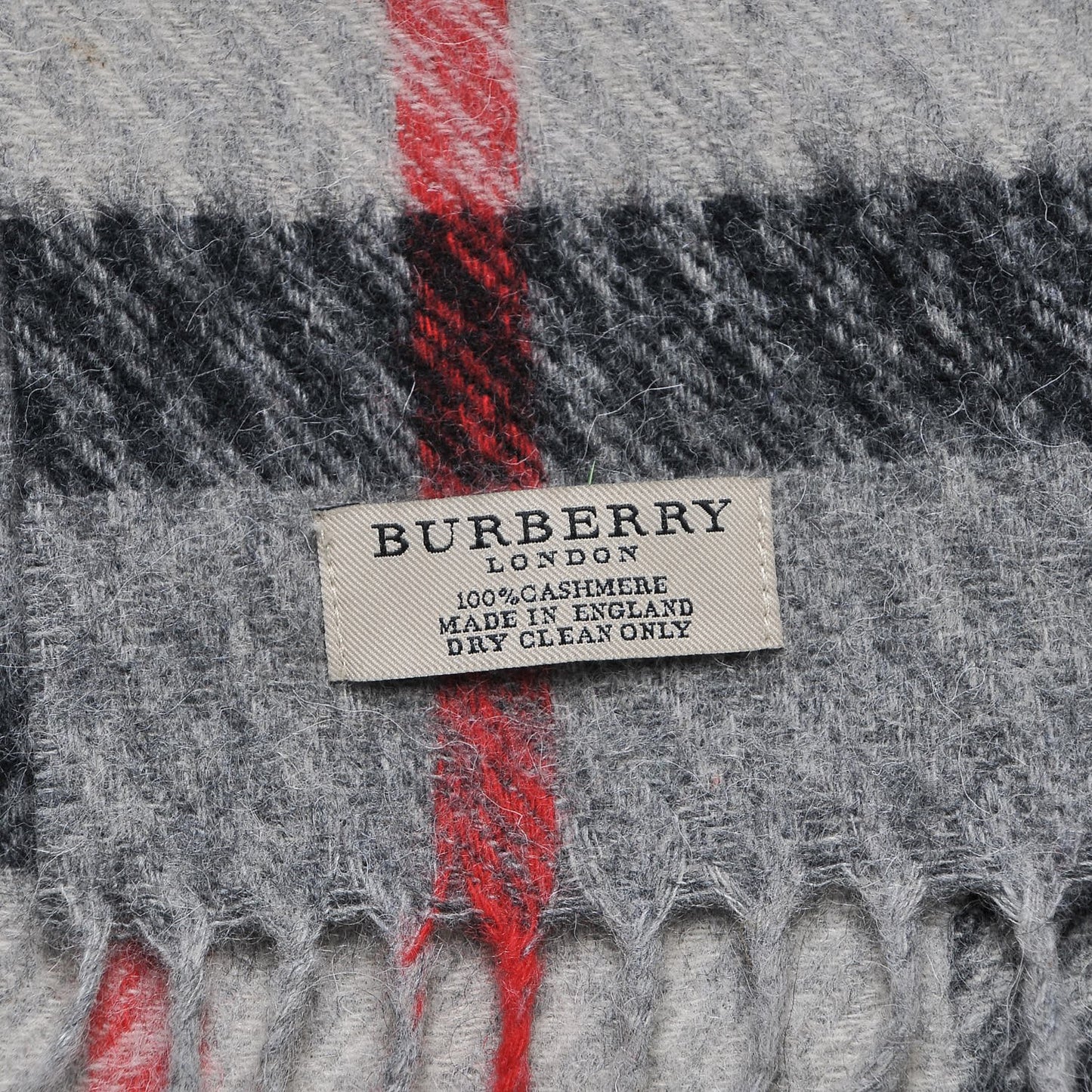 Cashmere Giant Check Fringe Scarf Grey