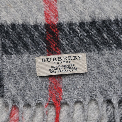 Burberry Cashmere Giant Check Fringe Scarf Grey 4 of 4