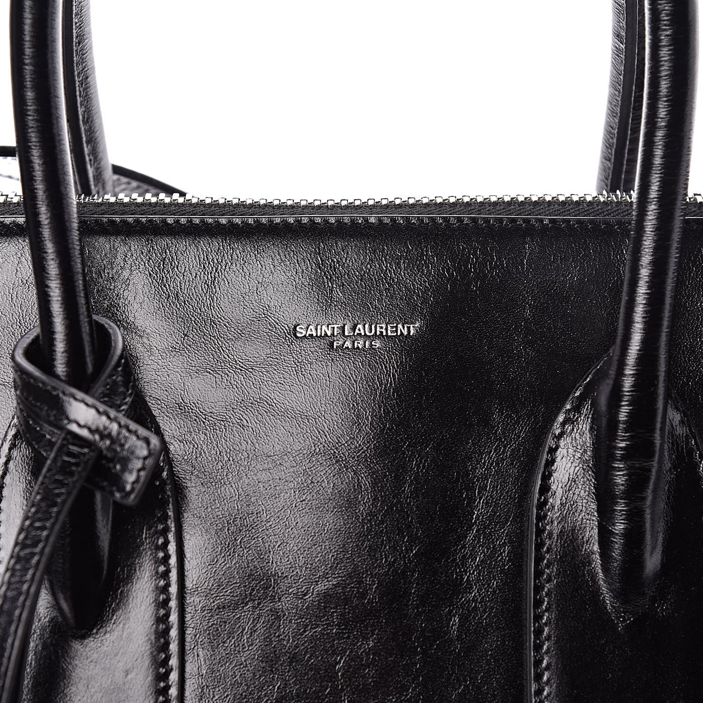 Cracked Shiny Calfskin Souple 36H Sac De Jour Duffle Black