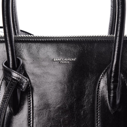 Saint Laurent Cracked Shiny Calfskin Souple 36H Sac De Jour Duffle Black 8 of 11