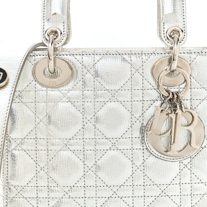 Christian Dior Metallic Grained Calfskin Cannage Small Lucky Badges My Lady Dior Silver 8 of 14