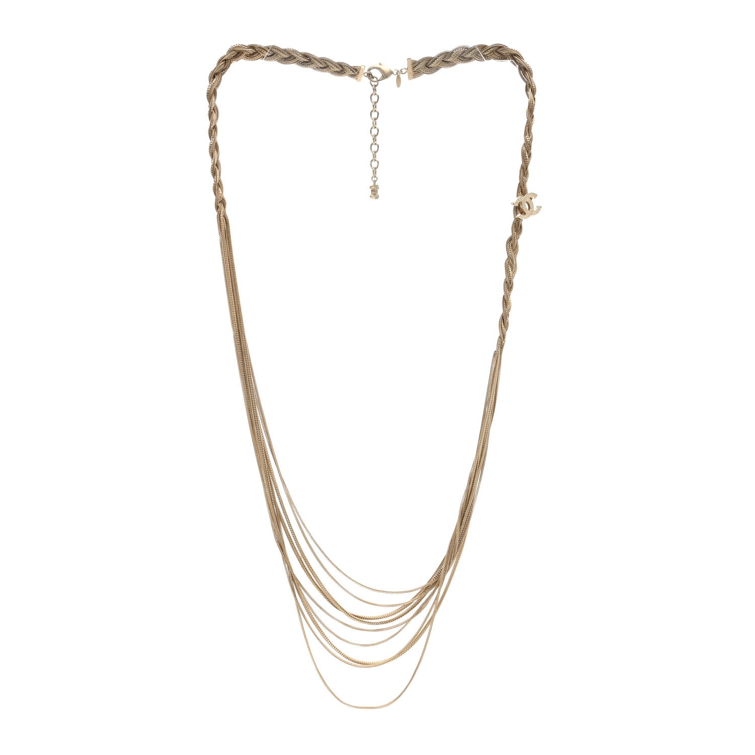 Chanel Braided Multi Strand CC Long Necklace Gold 3 of 4
