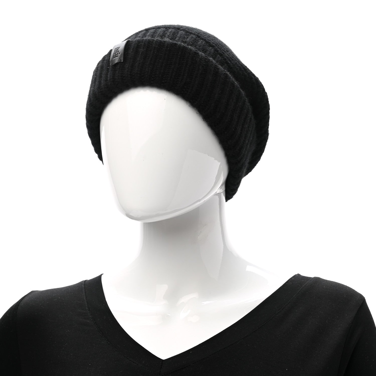 Hermes Cashmere Beanie Hat M Black 2 of 6