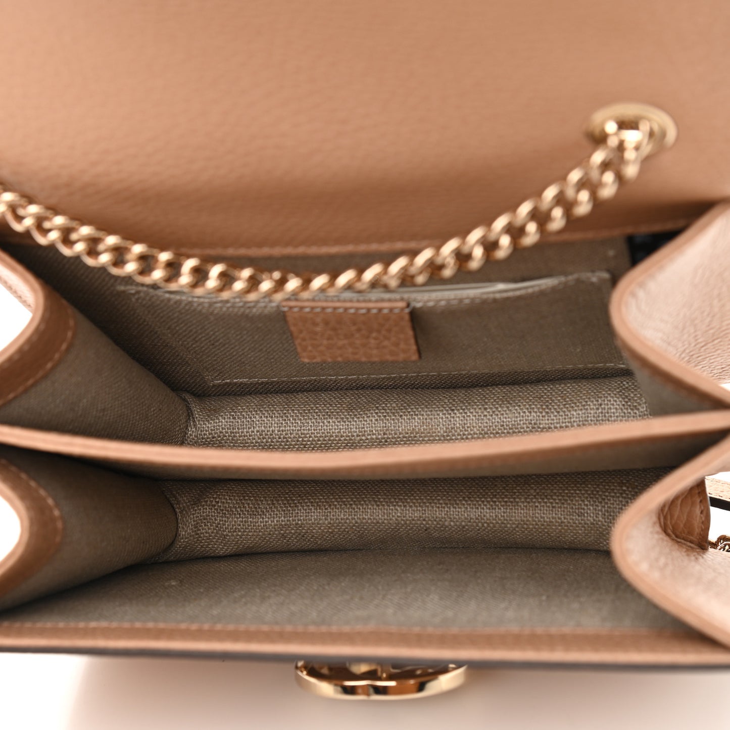 Dollar Calfskin Small Interlocking G Shoulder Bag Camelia