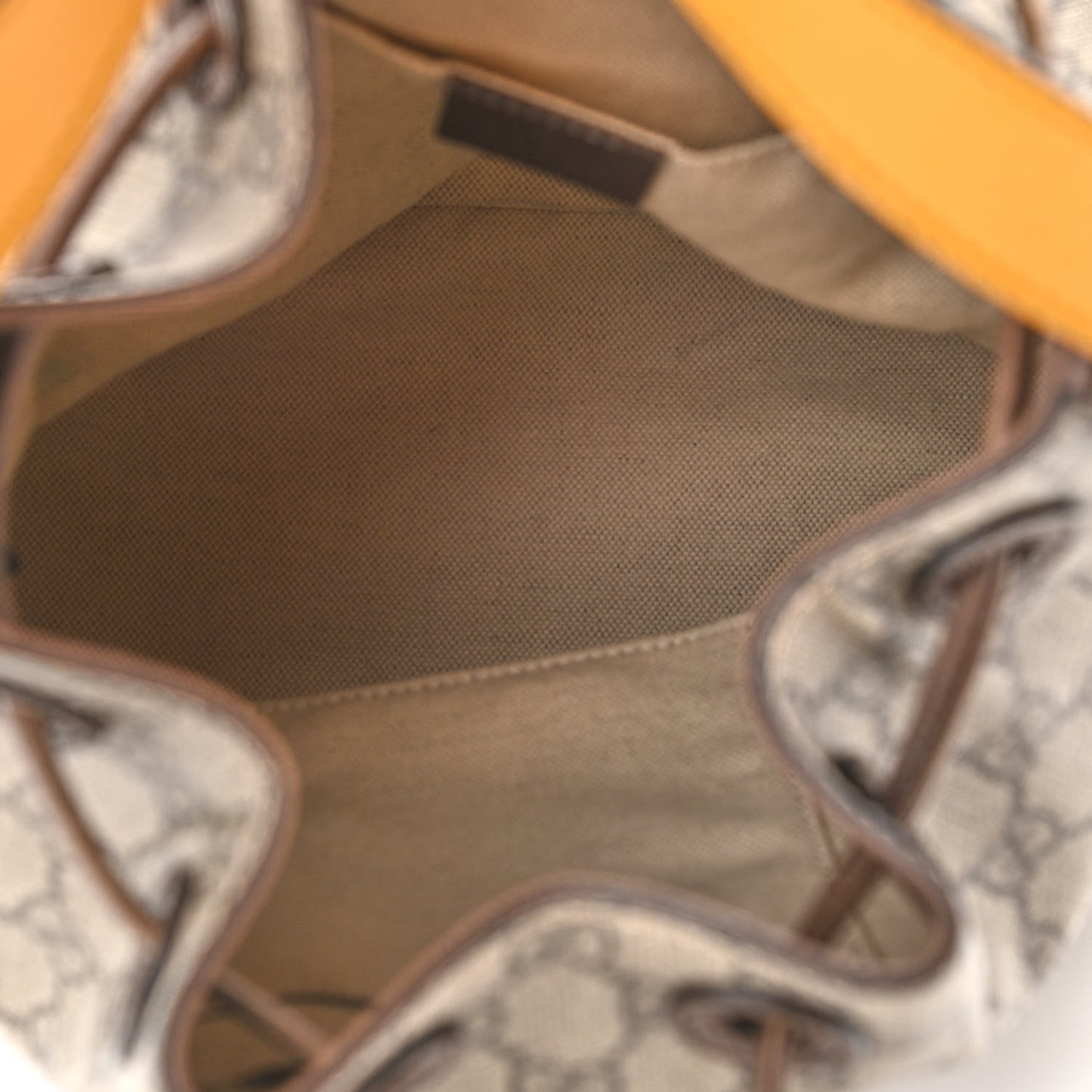 GG Supreme Monogram Neo Vintage Drawstring Bucket Backpack Beige New Acero Crop