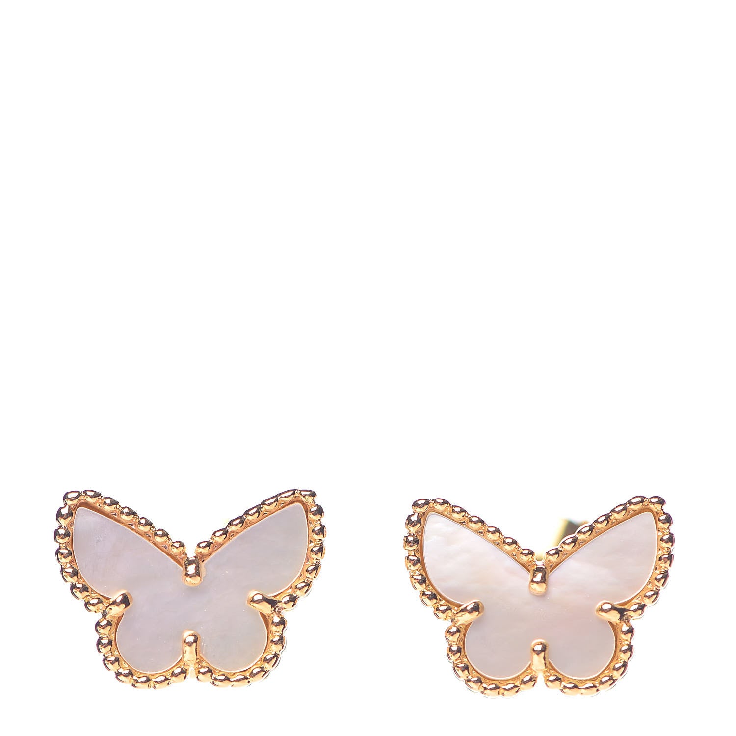 Van Cleef & Arpels 18K Yellow Gold Mother of Pearl Sweet Alhambra Butterfly Earrings 1 of 5