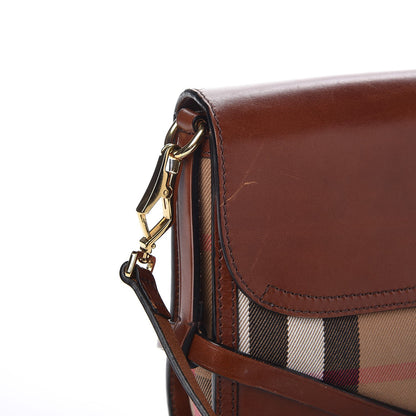 Burberry House Check Bridle Calfskin Small Abbott Crossbody Bag Tan 11 of 13