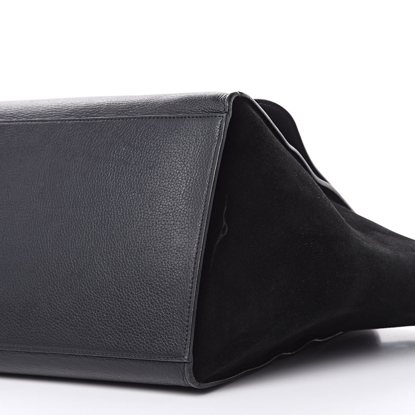 Drummed Calfskin Suede Large Trapeze Black