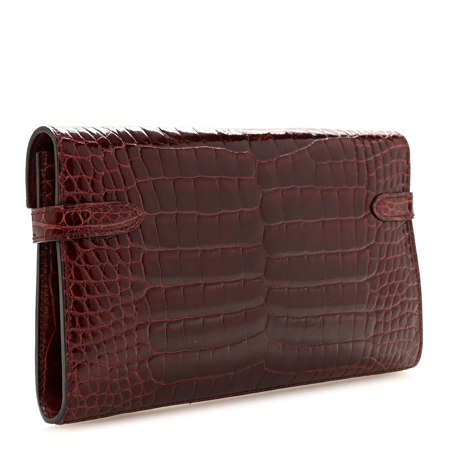 Shiny Alligator Kelly Longue Wallet Bourgogne