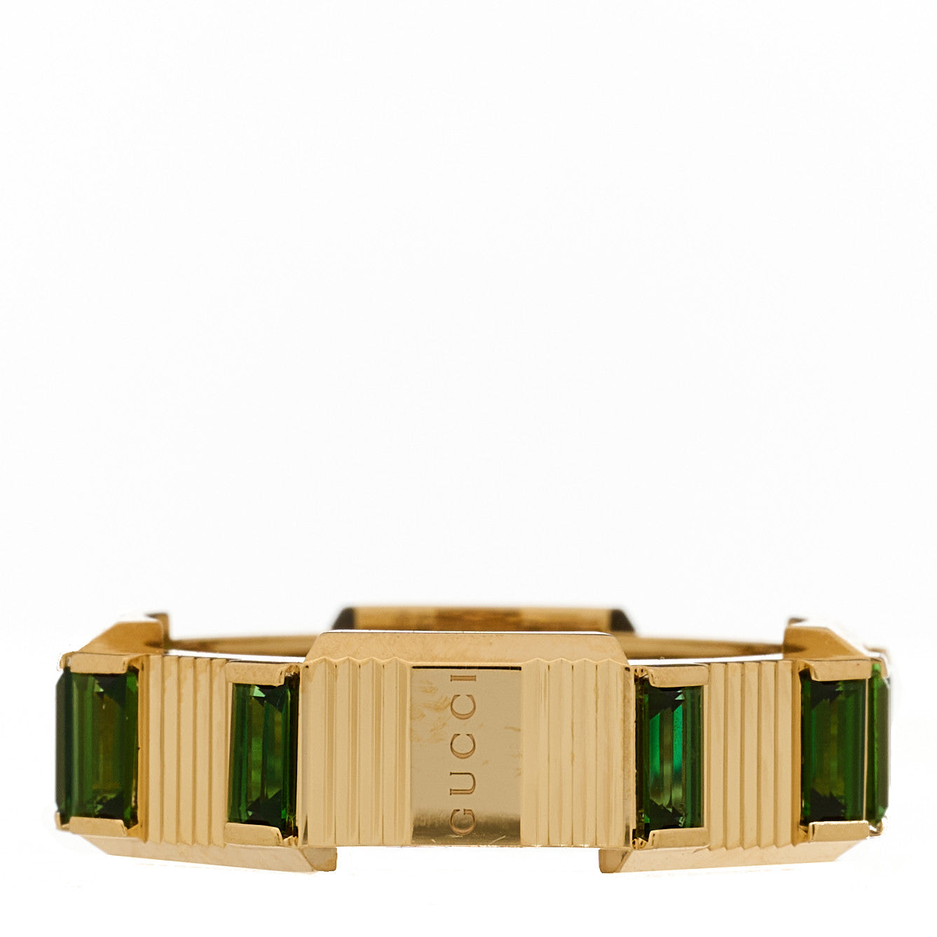 18K Yellow Gold Green Tourmaline 6mm Link to Love Ring 54 6.75