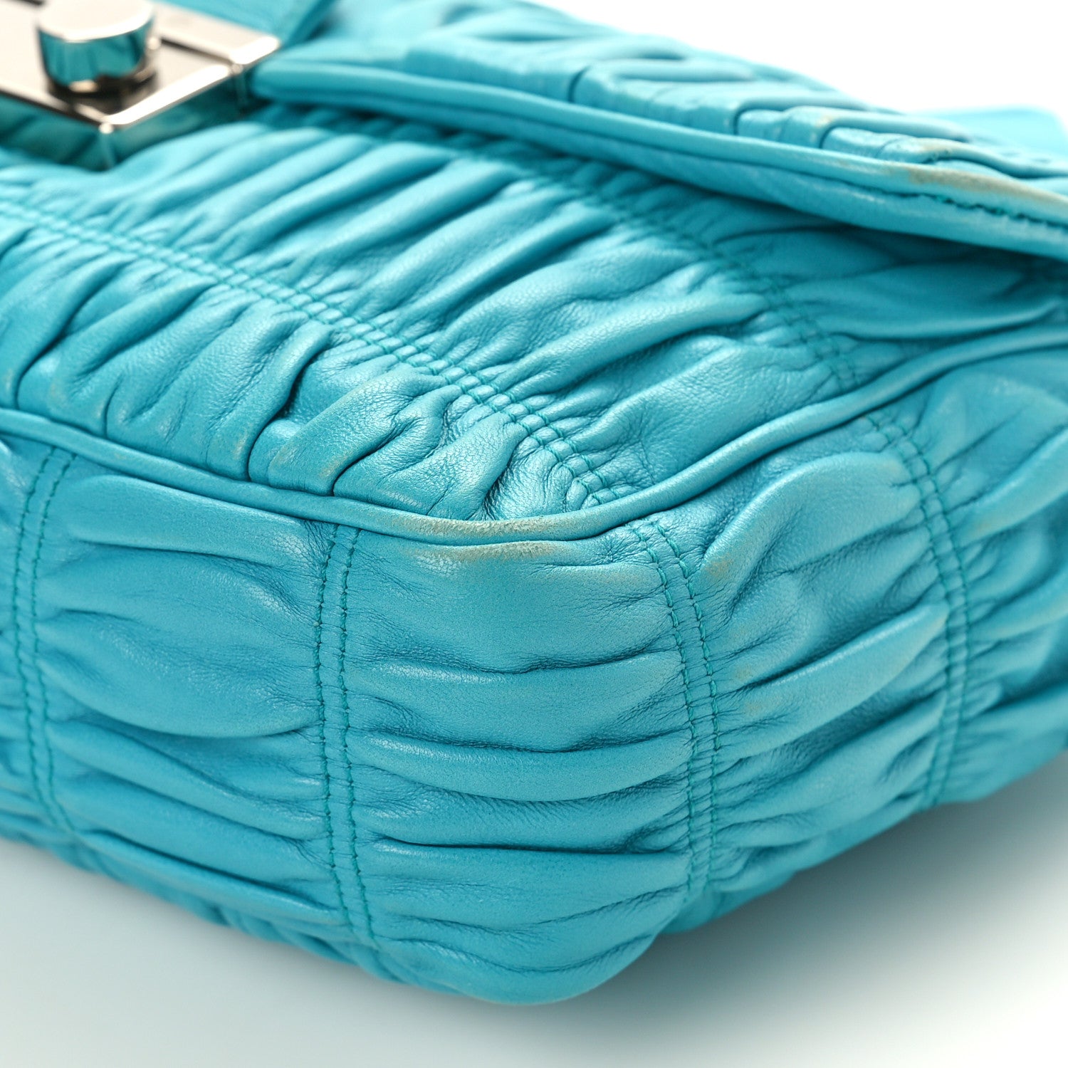 Prada Nappa Gaufre Medium Sound Flap Shoulder Bag Turchese 9 of 10