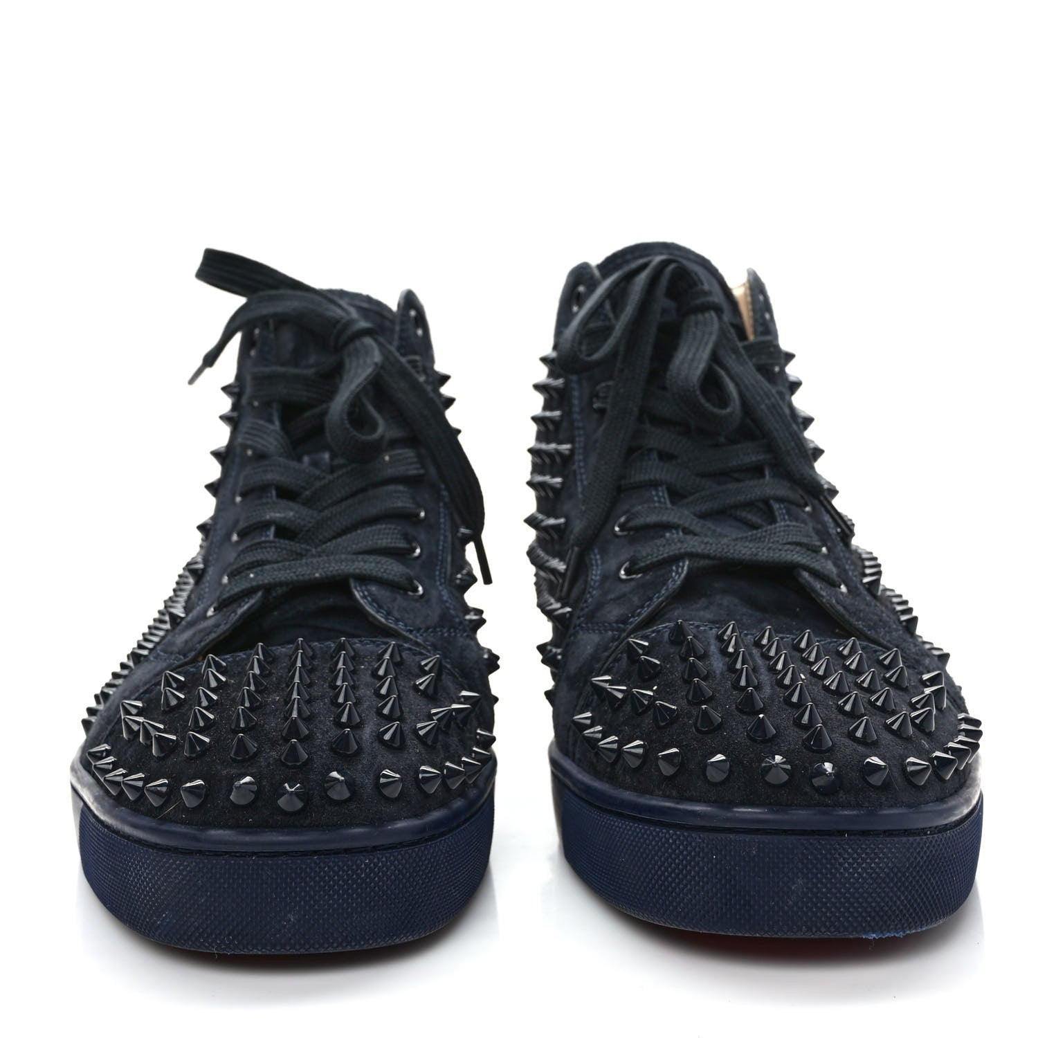 Christian Louboutin Veau Velours Mens Louis Orlato Flat Spikes Sneakers 46 Navy 2 of 8