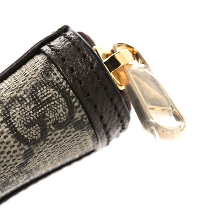 Gucci GG Supreme Monogram Textured Dollar Calfskin Web Ophidia Zip Around Card Case Wallet Beige Ebony New Acero 8 of 8