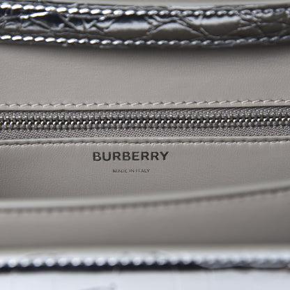 Burberry Metallic Patent Crocodile Embossed Small TB Shoulder Bag Silver 8 of 9