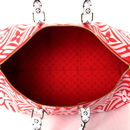 Louis Vuitton Monogram Giant Crafty Keepall Bandouliere 45 Rouge Rose Creme 7 of 14