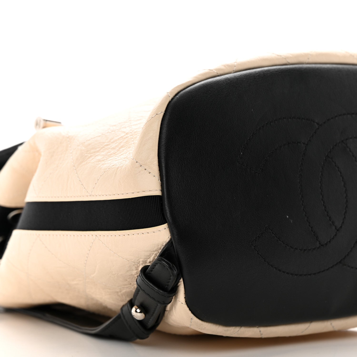 Chanel Crumpled Grained Calfskin Quilted Backpack Beige Ivory Black 9 of 13