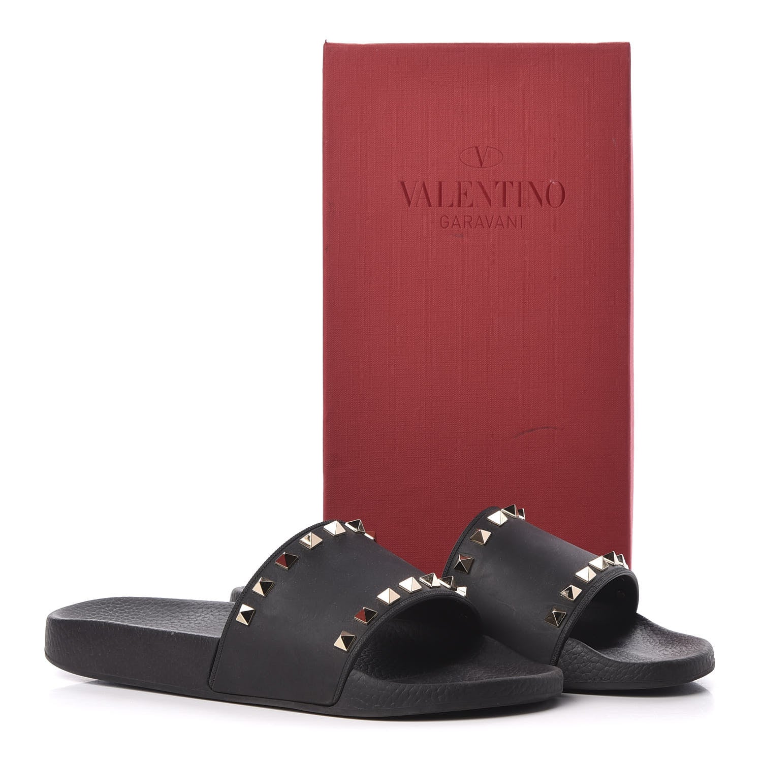 Valentino Garavani Rubber Rockstud Slide Sandals 40 Black 8 of 8
