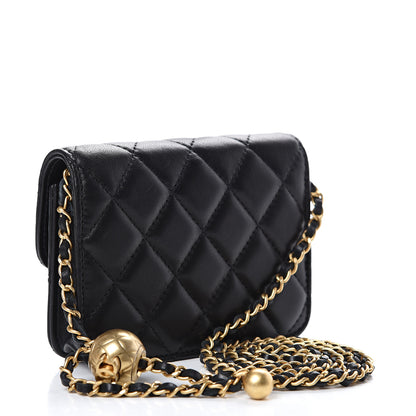 Chanel Lambskin Quilted Pearl Crush Clutch With Chain Black 2 of 10