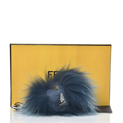 Fendi Fox Rabbit Fur Nappa Metal Small Monster Bag Bug Cube Charm Blue 3 of 3