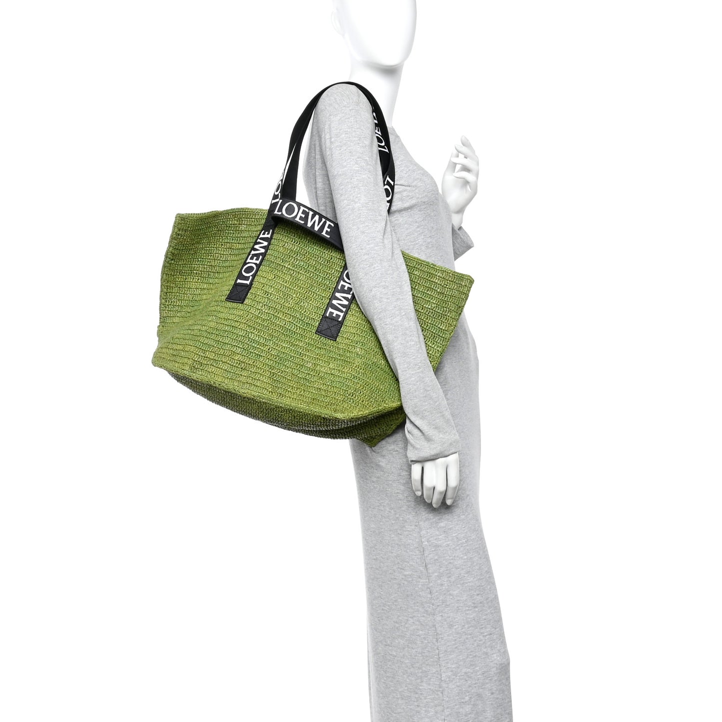 Raffia Paulas Ibiza Fold Shopper Tote Green