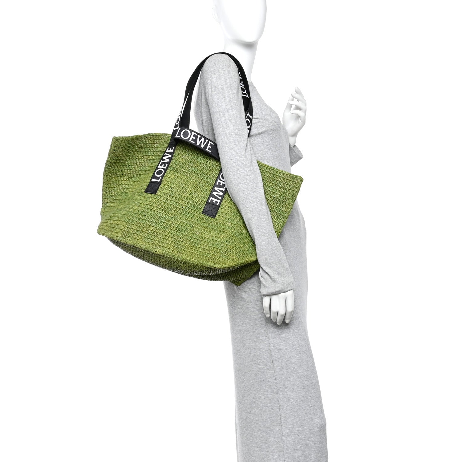 Loewe Raffia Paulas Ibiza Fold Shopper Tote Green 2 of 11