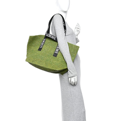 Loewe Raffia Paulas Ibiza Fold Shopper Tote Green 2 of 11