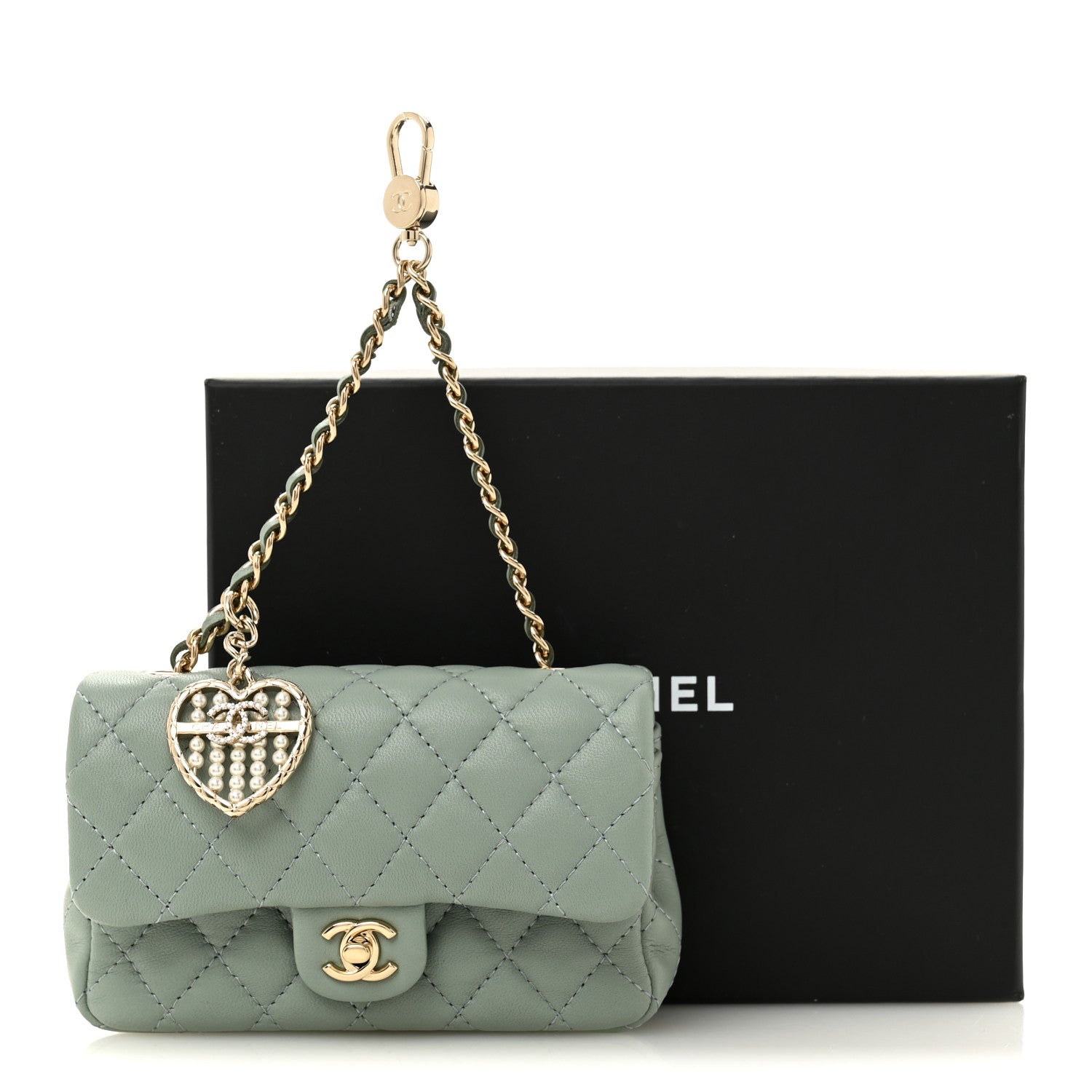 Chanel Lambskin Quilted Mini Flap Bag Charm With Hook Light Green 10 of 10