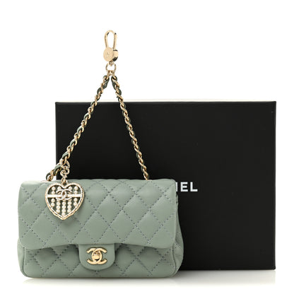 Chanel Lambskin Quilted Mini Flap Bag Charm With Hook Light Green 10 of 10