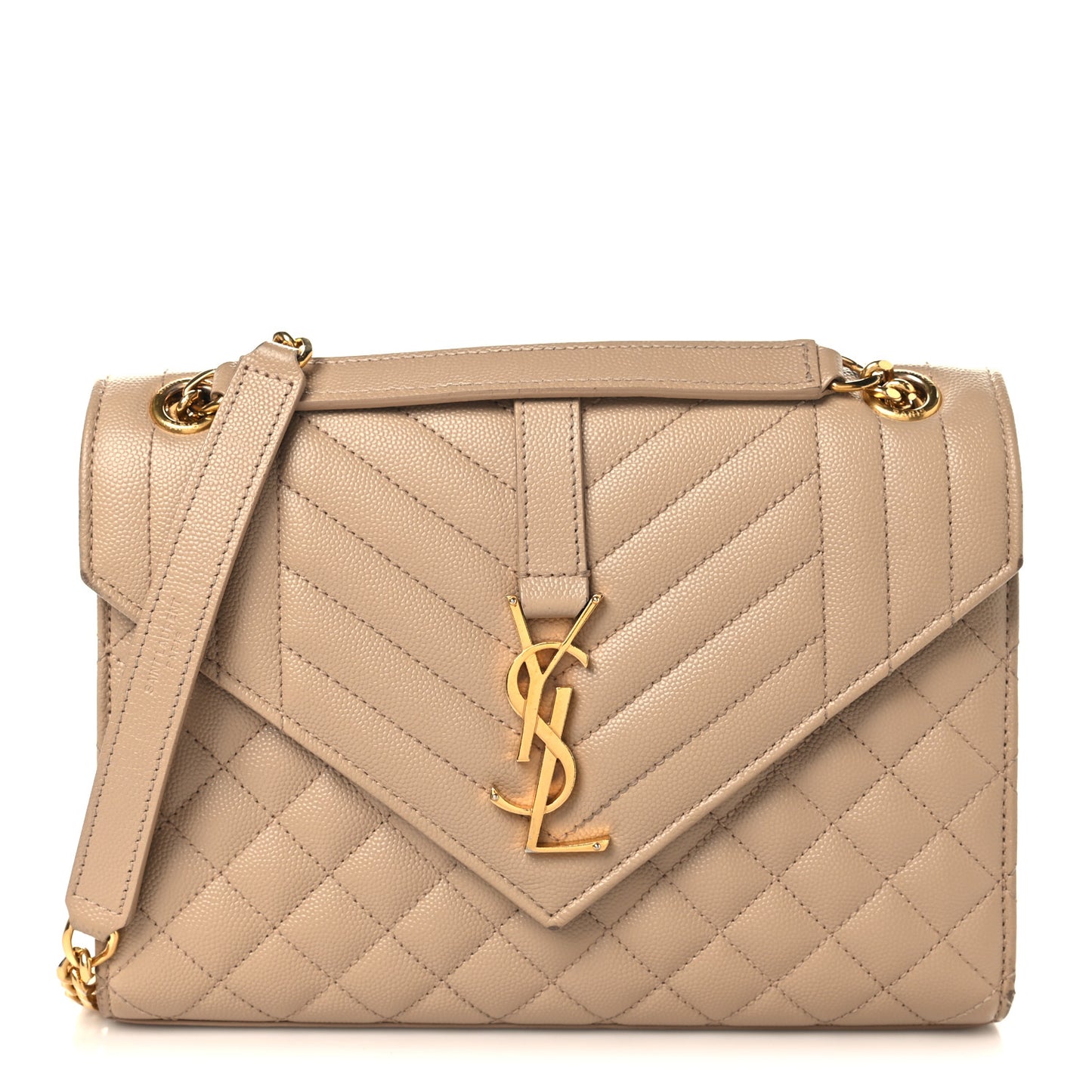 Grain De Poudre Textured Mixed Matelasse Triquilt Small Monogram Satchel Dark Beige