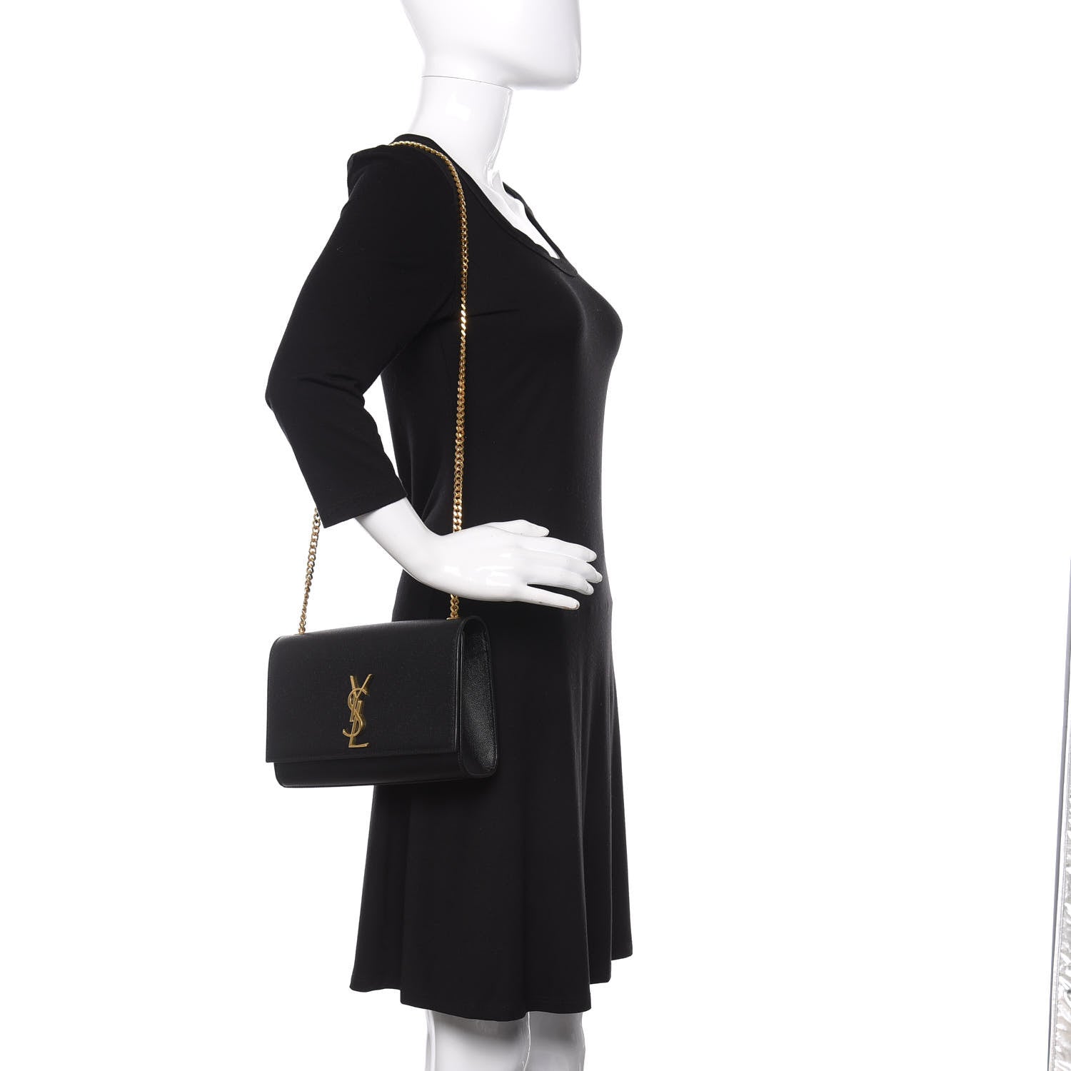Saint Laurent Grain De Poudre Medium Classic Monogram Kate Satchel Black 2 of 9