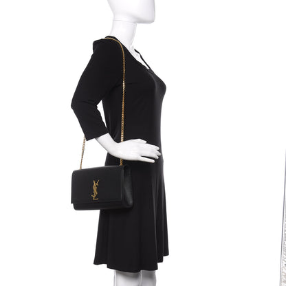 Saint Laurent Grain De Poudre Medium Classic Monogram Kate Satchel Black 2 of 9