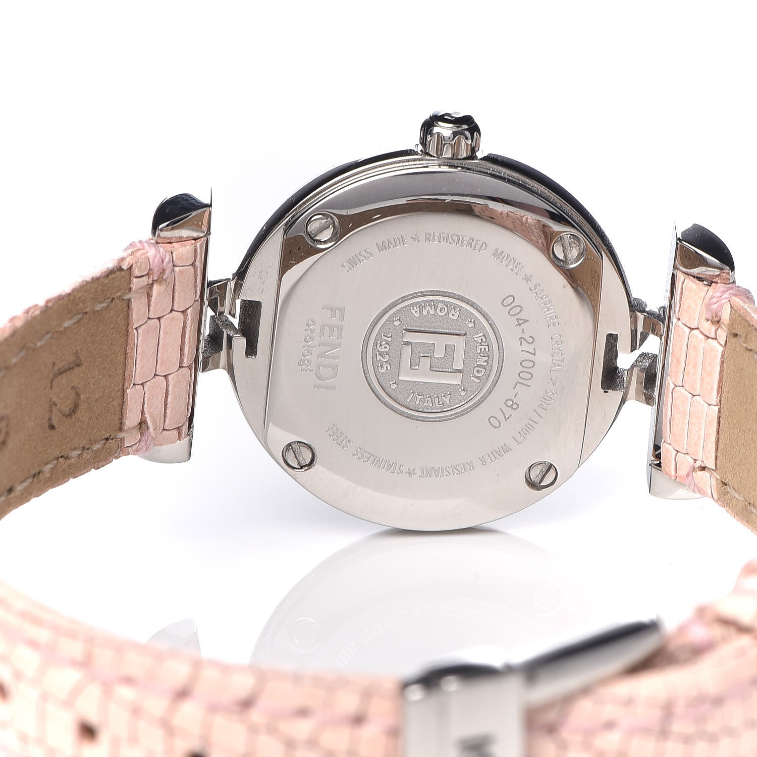 Fendi Stainless Steel Calfskin Diamond Pink Mother of Pearl 23mm Moda Quartz Watch 5 of 8