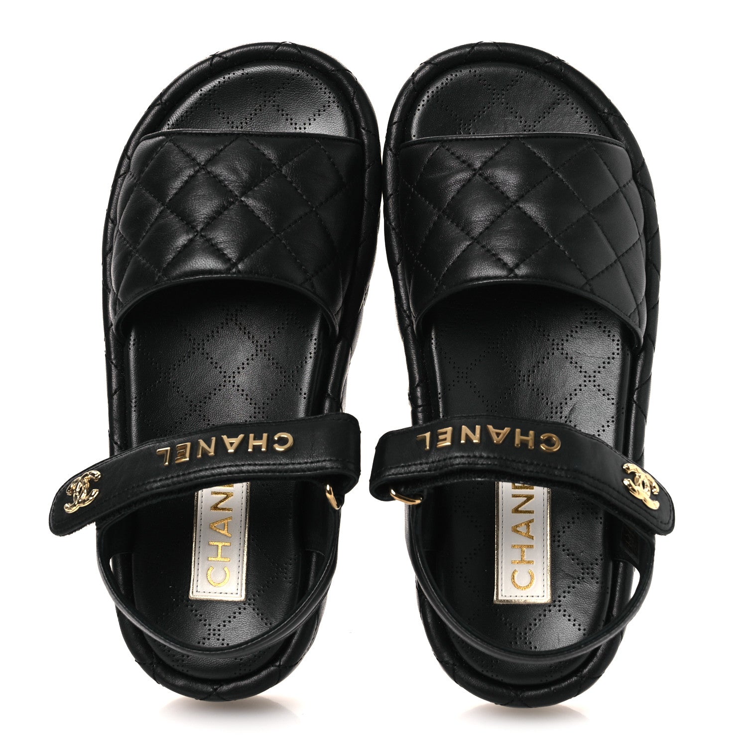Chanel Lambskin Quilted Dad Sandals 39 Black 2 of 13
