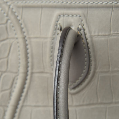 Celine Crocodile Embossed Nubuck Medium Phantom Luggage Grey 21 of 24