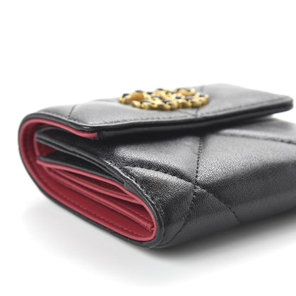 Chanel Lambskin Quilted 19 Small Flap Wallet Black 6 of 11