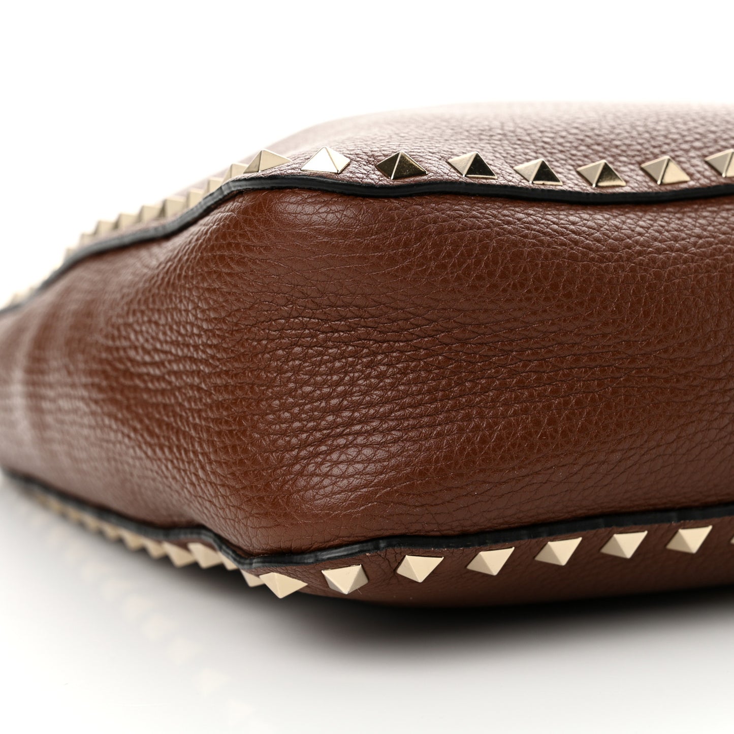 Pebbled Calfskin Small Rockstud Flip-Lock Messenger Bag Light Brown