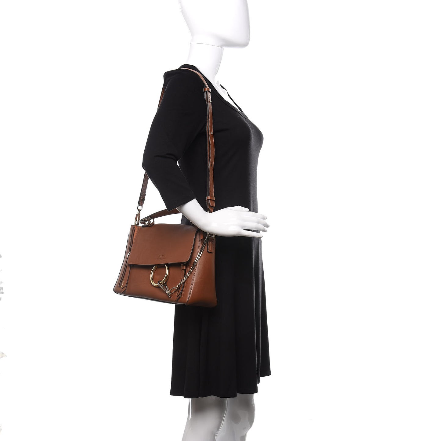 Calfskin Small Faye Day Shoulder Bag Tan