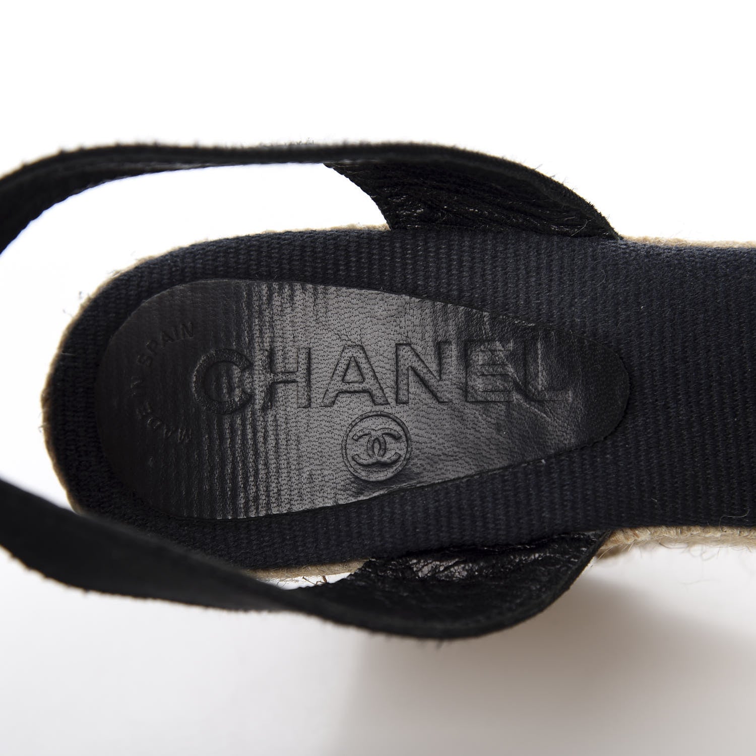 Chanel Grosgrain Camellia Espadrille Wedges 37 Black 7 of 7