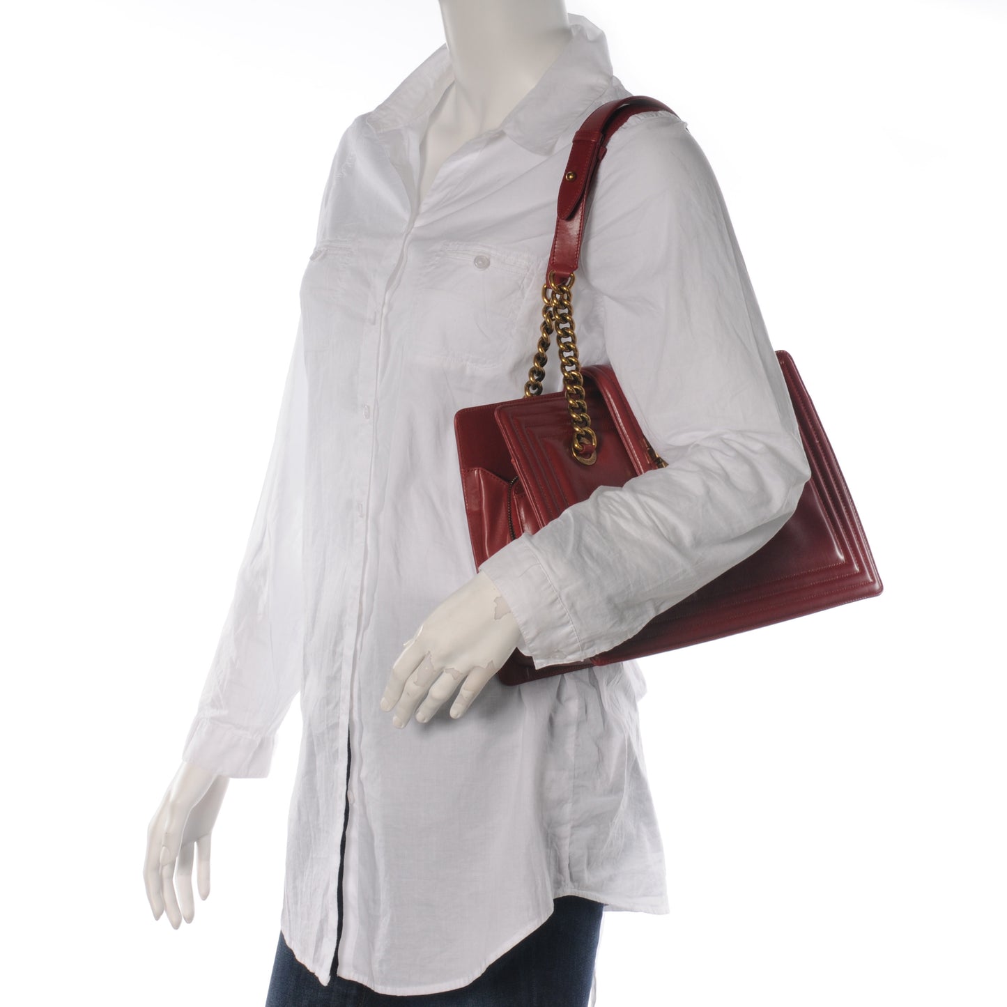 Glazed Calfskin Boy Tote Red