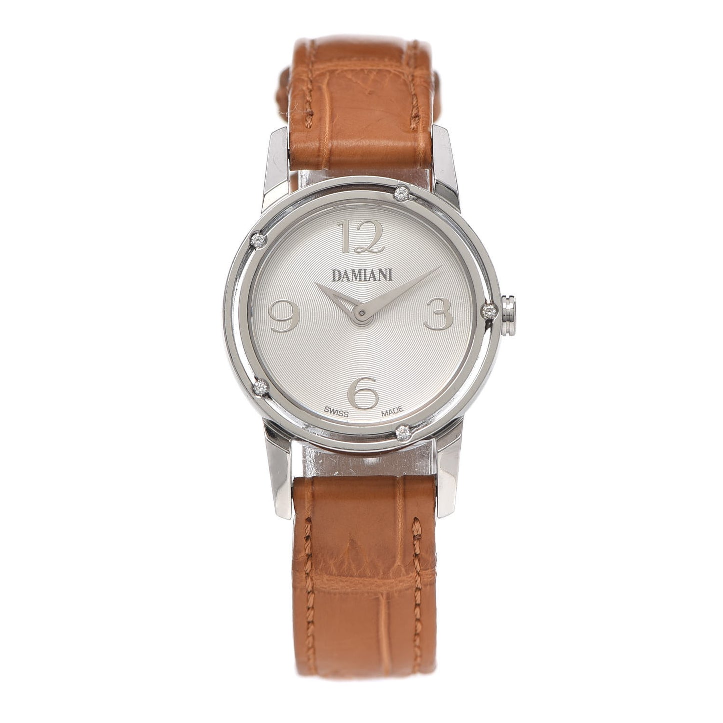 Stainless Steel Crocodile Diamond 28mm 5P D-Side Quartz Watch Camel