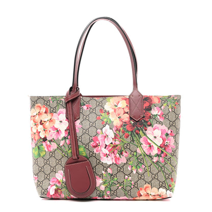 Gucci GG Supreme Monogram Blooms Small Reversible Tote Beige Multicolor Dry Rose 1 of 12