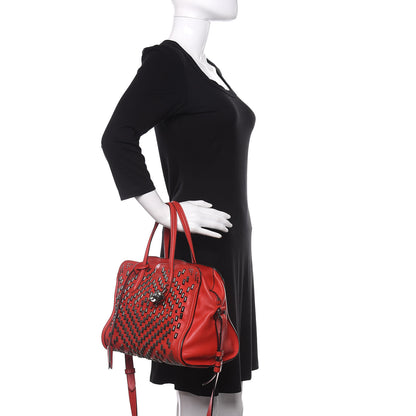 Alexander McQueen Calfskin Small Studded Padlock Zip Around Tote Red 2 of 11