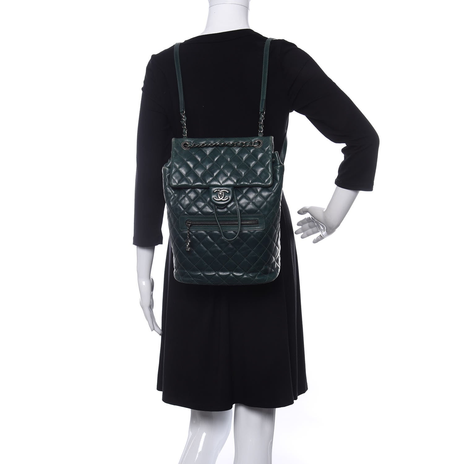 Chanel Calfskin Quilted Large Salzburg Mountain Backpack Dark Green 2 of 13