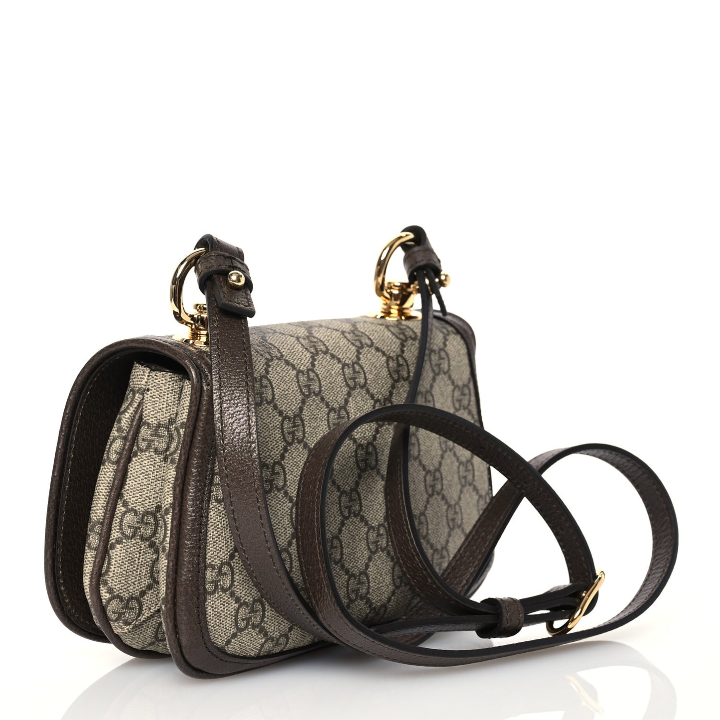 GG Supreme Monogram Textured Dollar Calfskin Mini Blondie Chain Shoulder Flap Bag Beige Ebony New Acero